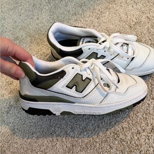 New Balance Womens White and Olive Sneakers